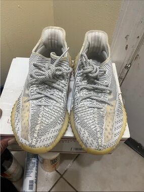 Light Gray Knit Sneakers with Gum Sole